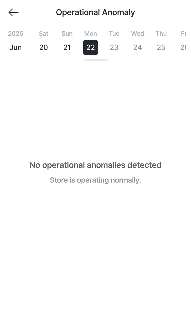 Operational anomaly empty screen
